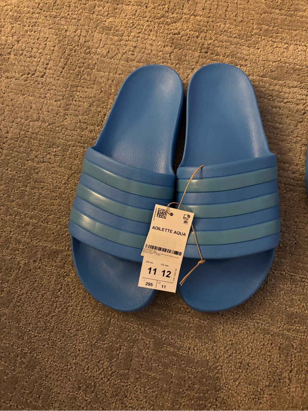 adidas Blue Adilette Aqua Slides size 11